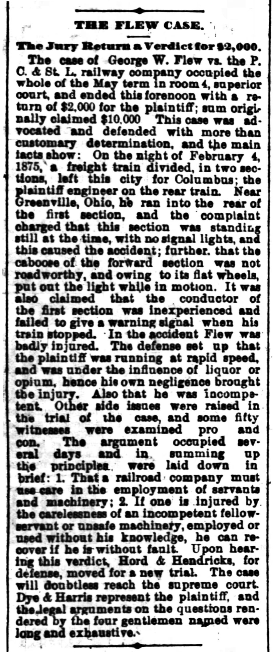 The Flew Case - The Indianapolis News 6/2/1877